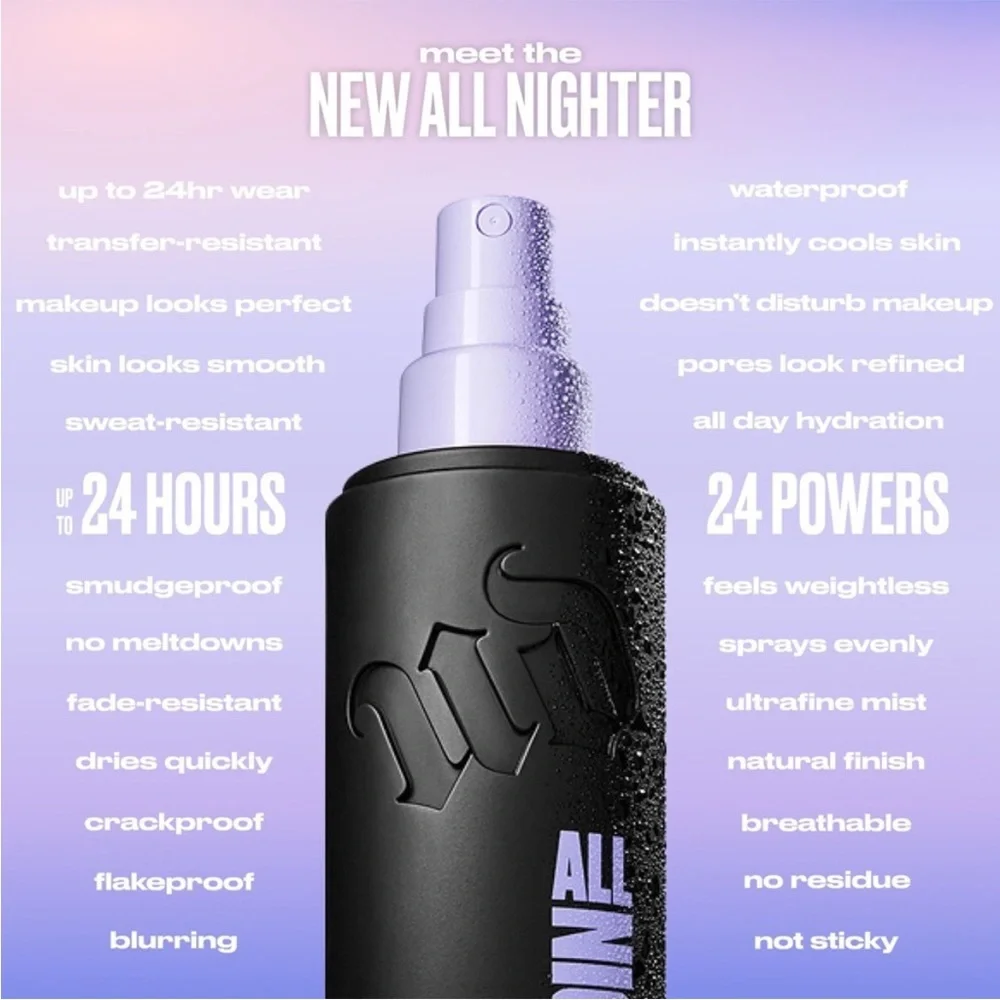 Urban Decay All Nighter 24 Hr Makeup Setting Spray NIB $45MSRP
